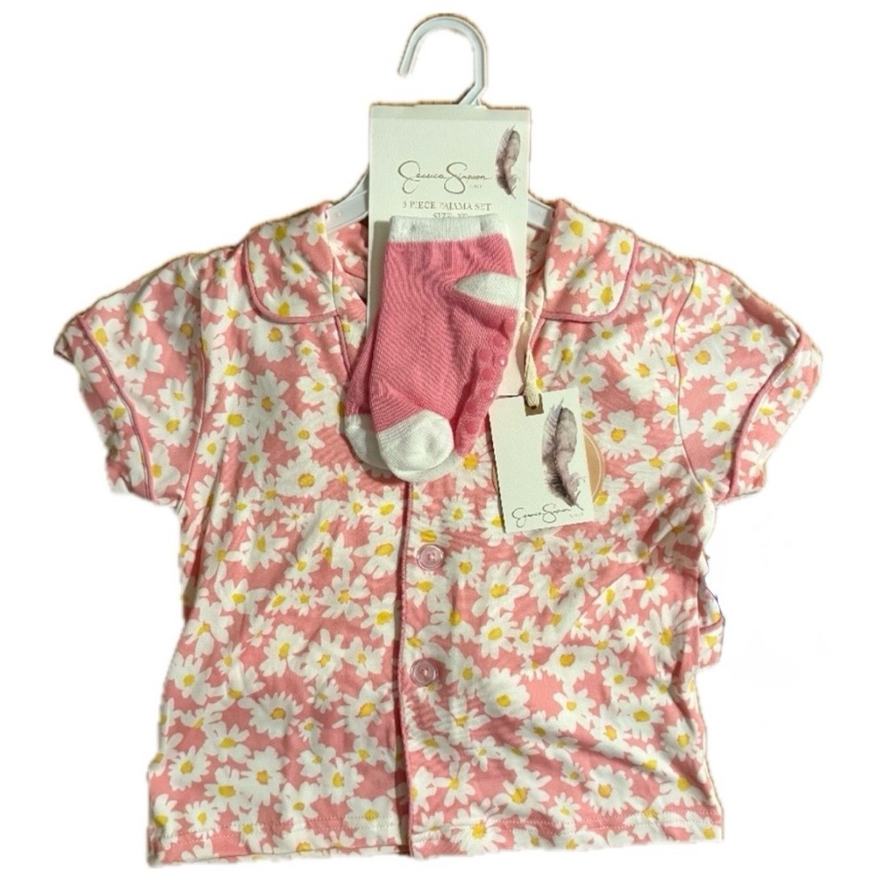 Jessica Simpson Little Girl 3 Piece SUPER SOFT Pajama Set